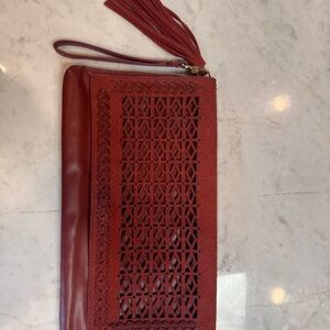 White House Black Market Red Cutout Clutch
